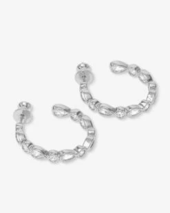 Isla Hoops 1" - Silver|White Diamondettes -Melinda Maria IslaHoops1 E7135 S WTCZ P V2