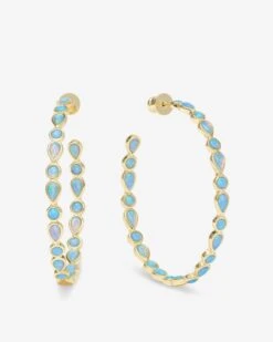 Isla Hoops 2" - Gold|Blue Opal