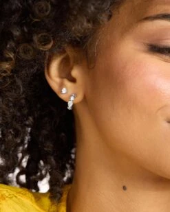 Isla Huggies - Silver|White Diamondettes 10 Isla Huggies - Silver|White Diamondettes -Melinda Maria IslaHuggies E7133 S WTCZ E V2