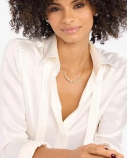 Isla Samantha Tennis Necklace - Gold|White Diamondettes -Melinda Maria IslaSamanthaTennisNecklace N6395 G WTCZ E V2