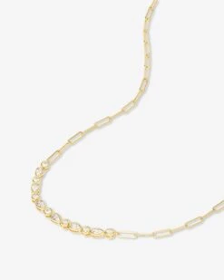Isla Samantha Tennis Necklace - Gold|White Diamondettes -Melinda Maria IslaSamanthaTennisNecklace N6395 G WTCZ P V2