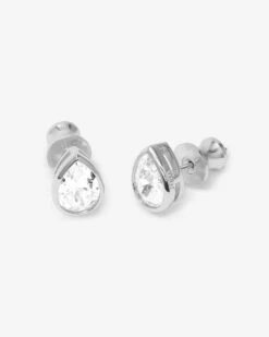 Isla 8mm Studs - Silver|White Diamondettes -Melinda Maria IslaStuds6mm E7139 S WTCZ P V2