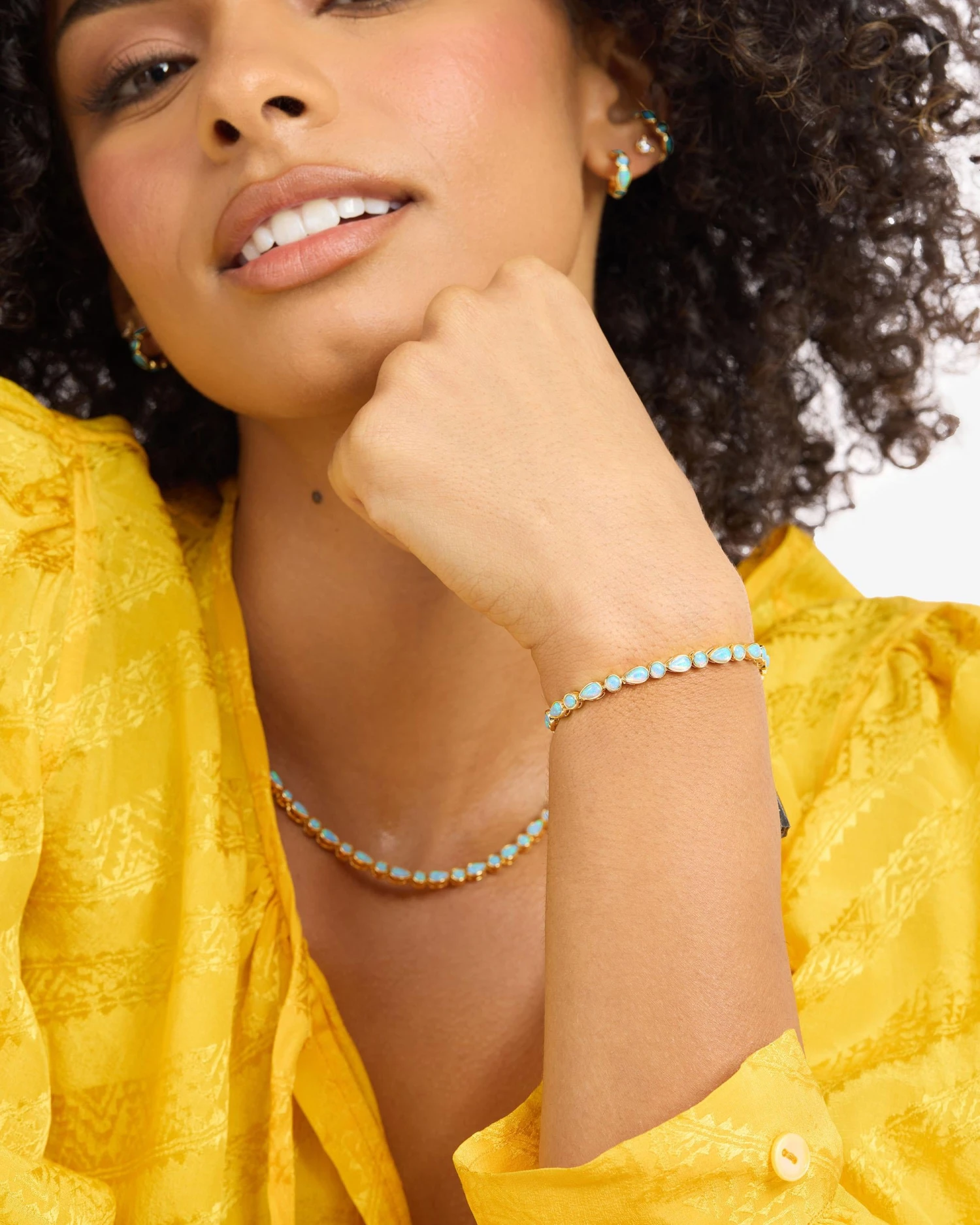 Isla Tennis Bracelet - Gold|Blue Opal 5 Isla Tennis Bracelet - Gold|Blue Opal - Image 3