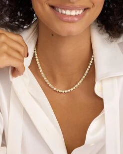 Isla Tennis Necklace - Gold|White Diamondettes -Melinda Maria IslaTennisNecklace16 N6394 G WTCZ 16 E V1