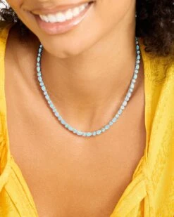 Isla Tennis Necklace - Silver|Blue Opal -Melinda Maria IslaTennisNecklace16 N6394 S BOPCZ 16 E V1