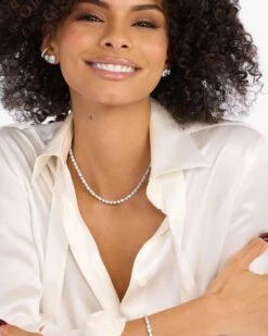 Isla Tennis Necklace - Silver|White Diamondettes -Melinda Maria IslaTennisNecklace16 N6394 S WTCZ 16 E V2