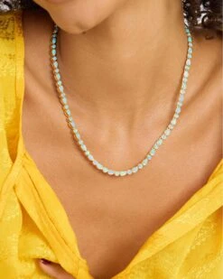 Isla Tennis Necklace - Gold|Blue Opal -Melinda Maria IslaTennisNecklace18 N6394 G BOPCZ 18 E V1