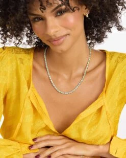 Isla Tennis Necklace - Gold|Blue Opal -Melinda Maria IslaTennisNecklace18 N6394 G BOPCZ 18 E V2