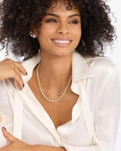 Isla Tennis Necklace - Gold|White Diamondettes -Melinda Maria IslaTennisNecklace18 N6394 G WTCZ 18 E V2