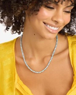 Isla Tennis Necklace - Silver|Blue Opal -Melinda Maria IslaTennisNecklace18 N6394 S BOPCZ 18 E V2