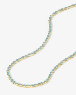 Isla Tennis Necklace - Gold|Blue Opal -Melinda Maria IslaTennisNecklace N6394 G BOPCZ P V2