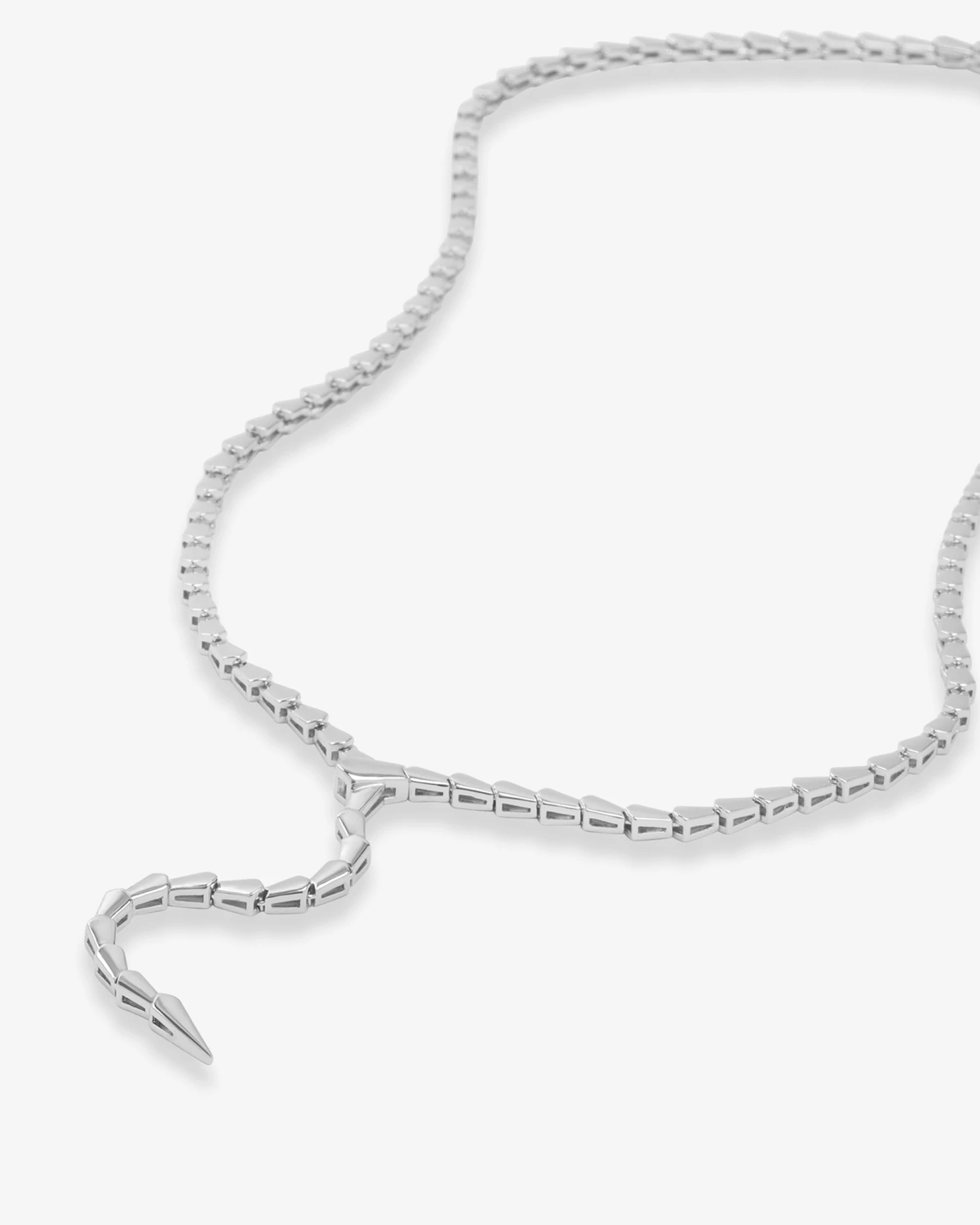 Serpent Lariat Necklace - Silver 5 Serpent Lariat Necklace - Silver - Image 3