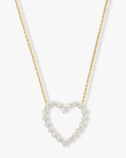 She's An Icon Heart Necklace - Gold|White Diamondettes