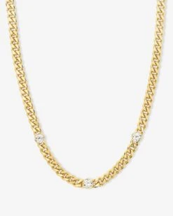 Julian Triple Diamond Necklace - Gold|White Diamondettes