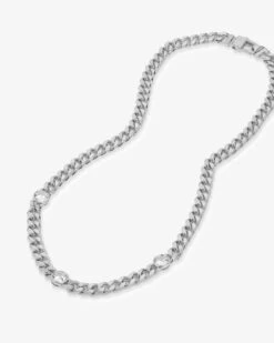 Julian Triple Diamond Necklace - Silver|White Diamondettes -Melinda Maria JULIANCHAINNCKLw 3CZSTONES JN2608 P S V2