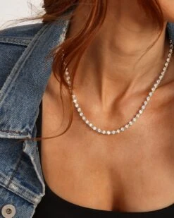 She's An Icon Tennis Necklace - Gold|White Diamondettes -Melinda Maria Jan042024 FebruaryandMarchCollection 0440 f37d83aa 1f6e 4e5d 86d2 4437ac5f5284