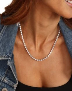 She's An Icon Tennis Necklace - Silver|White Diamondettes -Melinda Maria Jan042024 FebruaryandMarchCollection 0456 7f8e4802 44a5 404a aff0 4fb3af97d60d