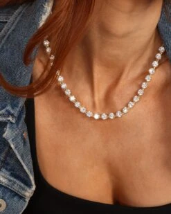 She's An Icon Mama Tennis Necklace - Gold|White Diamondettes -Melinda Maria Jan042024 FebruaryandMarchCollection 0528 efb60097 2b5e 4c24 afe6 cf9c938bc753