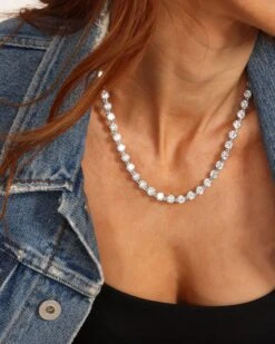 She's An Icon Mama Tennis Necklace - Silver|White Diamondettes -Melinda Maria Jan042024 FebruaryandMarchCollection 0546 8bd127ec 6877 4605 a56c fc47bd1ac437