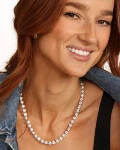 She's An Icon Mama Tennis Necklace - Silver|White Diamondettes -Melinda Maria Jan042024 FebruaryandMarchCollection 05602 86dbba16 b5fe 43c2 85c7 3a6b5bfed145