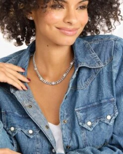 Julian 5 Diamond Necklace - Silver|White Diamondettes -Melinda Maria Julian5DiamondNecklace16 N6396 S WTCZ 16 E V2