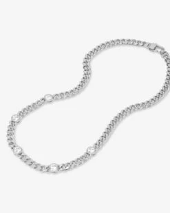 Julian 5 Diamond Necklace - Silver|White Diamondettes -Melinda Maria Julian5DiamondNecklace N6396 S WTCZ P V2