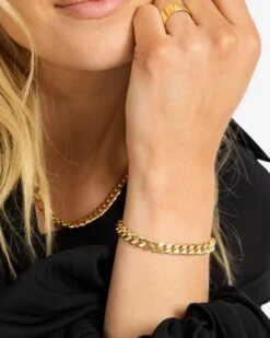 Julian Cuban Chain Bracelet 6.8mm - Gold -Melinda Maria JulianCubanChainBracelet6.8mm6 B1405 G E V1