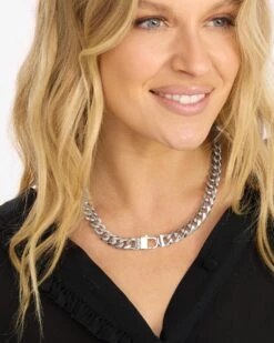 Julian Cuban Chain Necklace 10.8mm - Silver -Melinda Maria JulianCubanChainNecklace10.8mm18 N6233 S E V2