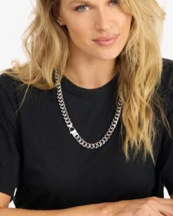 Julian Cuban Chain Necklace 10.8mm - Silver -Melinda Maria JulianCubanChainNecklace10.8mm24 N6235 S E V2