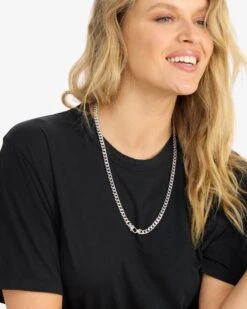 Julian Cuban Chain Necklace 6.8mm - Silver -Melinda Maria JulianCubanChainNecklace6.8mm24 N6232 S E V2