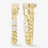 Julian Loves Diamonds Soft Chain Hoops - Gold|White Diamondettes