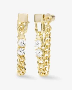 Julian Loves Diamonds Soft Chain Hoops - Gold|White Diamondettes