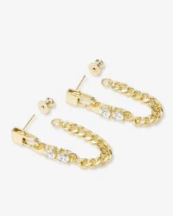 Julian Loves Diamonds Soft Chain Hoops - Gold|White Diamondettes -Melinda Maria JulianLovesDiamondsSoftChainHoops E7135 G WTCZ P V2