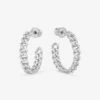 Pavé Julian Chain Hoops 1" - Silver|White Diamondettes