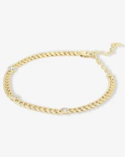 Julian Triple Diamond Choker - Gold|White Diamondettes -Melinda Maria JulianTripleDiamondCubanChainChoker N6362 P G V2