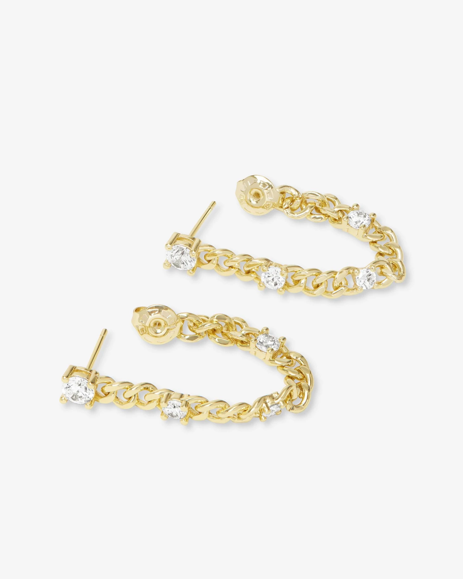 Julian Triple Diamond Soft Chain Hoops - Gold|White Diamondettes 5 Julian Triple Diamond Soft Chain Hoops - Gold|White Diamondettes - Image 3