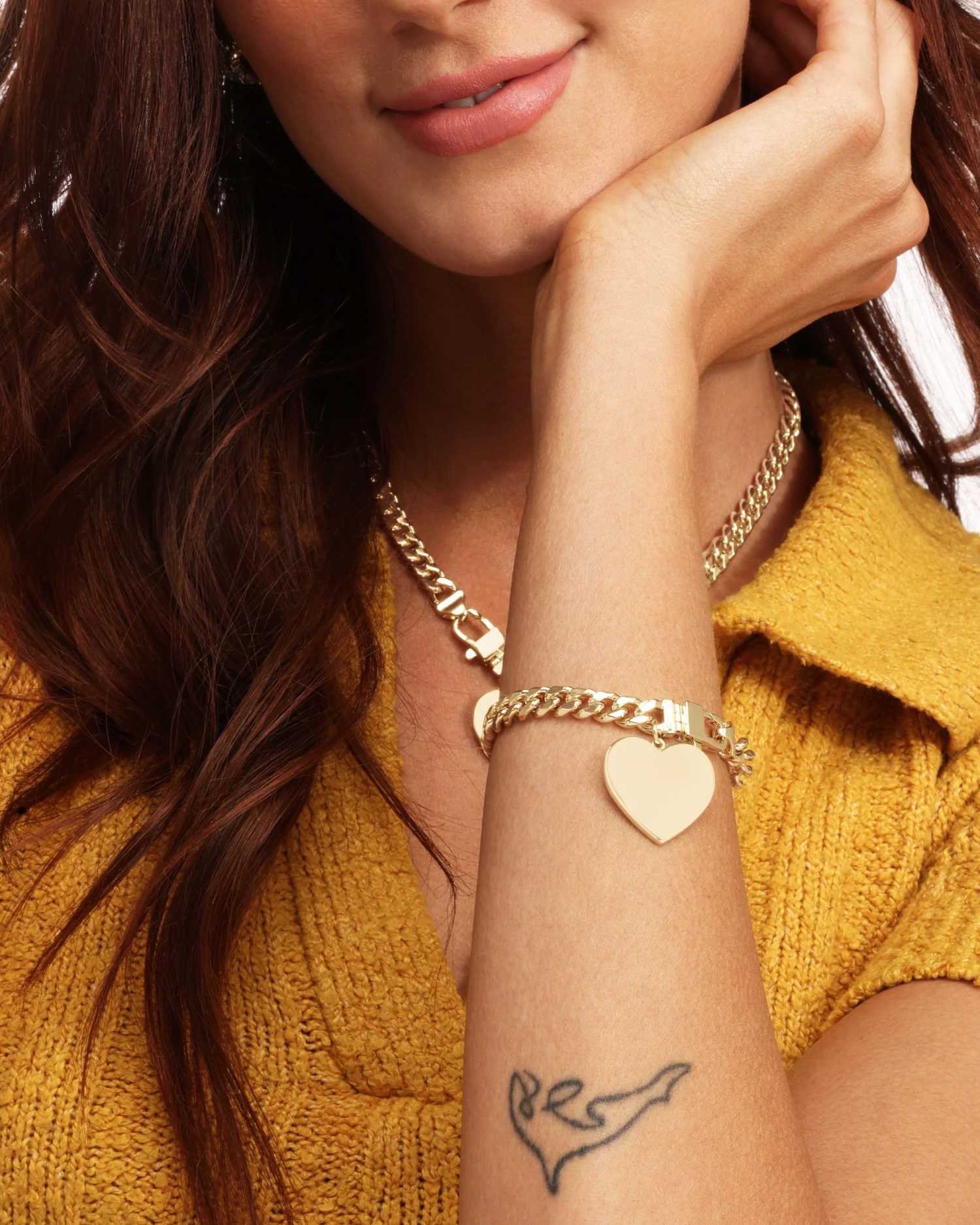 Julian XL Heart Cuban Chain Bracelet - Gold 4 Julian XL Heart Cuban Chain Bracelet - Gold - Image 2