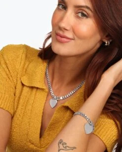 Julian XL Heart Cuban Chain Necklace - Silver -Melinda Maria JulianXLHeartCubanChainBracelet Necklace N6359 B1441 E S a2558edd 85a8 4a66 8ff9 e870e4cf1b57