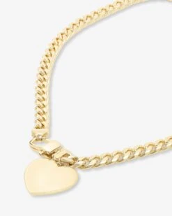 Julian XL Heart Cuban Chain Necklace - Gold -Melinda Maria JulianXLHeartCubanChainNecklace N6359 P G V2