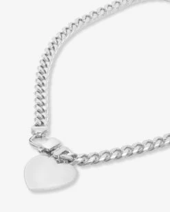 Julian XL Heart Cuban Chain Necklace - Silver -Melinda Maria JulianXLHeartCubanChainNecklace N6359 P S V2 e71b44dc 37a5 4223 aaa4 e0c2de0b4c69