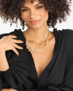 Julian's Obsessed With Diamonds Necklace - Gold|White Diamondettes -Melinda Maria Julian sObsessedwithDiamondsNecklace18 N6401 G WTCZ 18 E V2