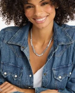 Julian's Obsessed With Diamonds Necklace - Silver|White Diamondettes -Melinda Maria Julian sObsessedwithDiamondsNecklace18 N6401 S WTCZ 18 E V2