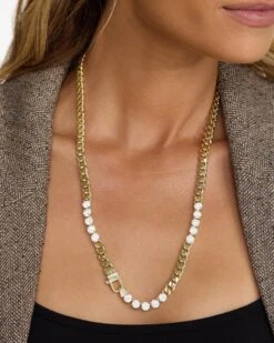 Julian's Obsessed With Diamonds Necklace - Gold|White Diamondettes -Melinda Maria Julian sObsessedwithDiamondsNecklace N6401 G WTCZ22 E 3