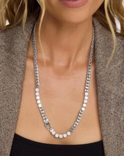 Julian's Obsessed With Diamonds Necklace - Silver|White Diamondettes -Melinda Maria Julian sObsessedwithDiamondsNecklace N6401 S WTCZ22 E 2