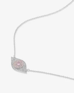 Rose Evil Eye Necklace - Silver|Pink Sapphire -Melinda Maria LightPinkEvilEyeNecklace N6374 S P V2