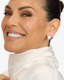 Lil' Norah Pave Earrings - Silver|White Diamondettes -Melinda Maria Lil NorahPaveEarrings E7151 S WTCZ1998