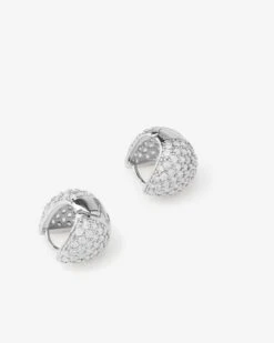 Lil' Norah Pave Earrings - Silver|White Diamondettes -Melinda Maria Lil NorahPaveEarrings E7151 S WTCZ P V2