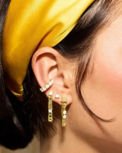 Baby Julian Loves Diamonds Soft Hoops - Gold|White Diamondettes -Melinda Maria Look1 June2025Collection LS NorahEarring1377