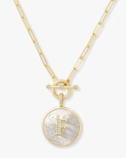 Love Letters Medallion Necklace - Gold -Melinda Maria LoveF v1 d43fac4a 43bf 4a1f bbad b102abdc71b5