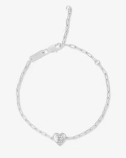 Baby Love Letters Heart Bracelet - Silver|White Diamondettes -Melinda Maria LoveLetterHeartBracelet B1452 S WTCZ D P V1
